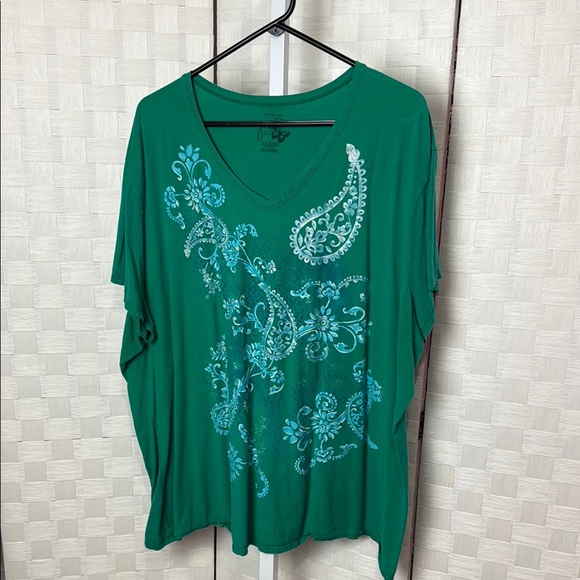 Just‎ My Size Green Paisley Women's Top - Picture 1 of 4
